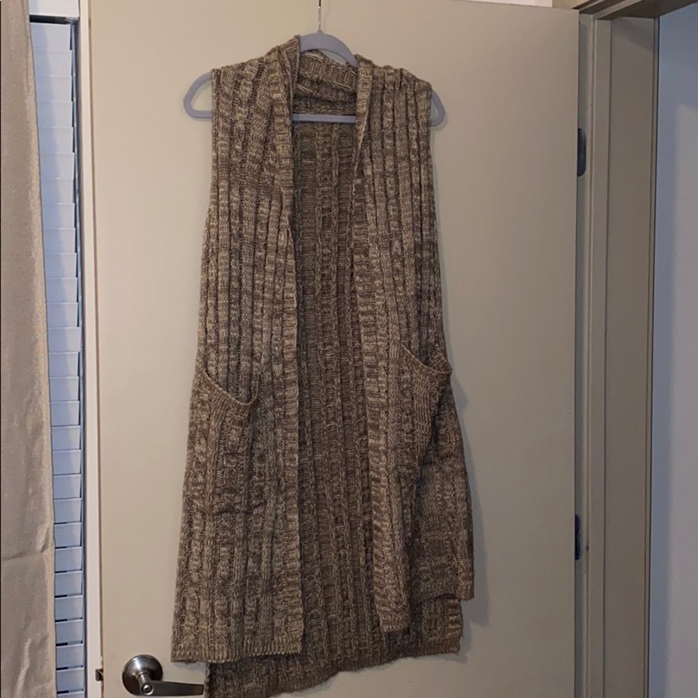Long Sweater Vest- Beige